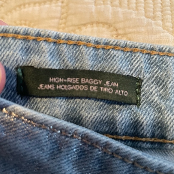 Baggy High Waisted Metallic Blue Jeans - Picture 6 of 11